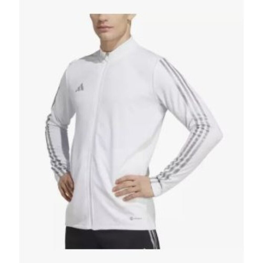Adidas Size 2XL Polyester Full-Zip Slim Fit Track 3-Stripe Detail Jacket White